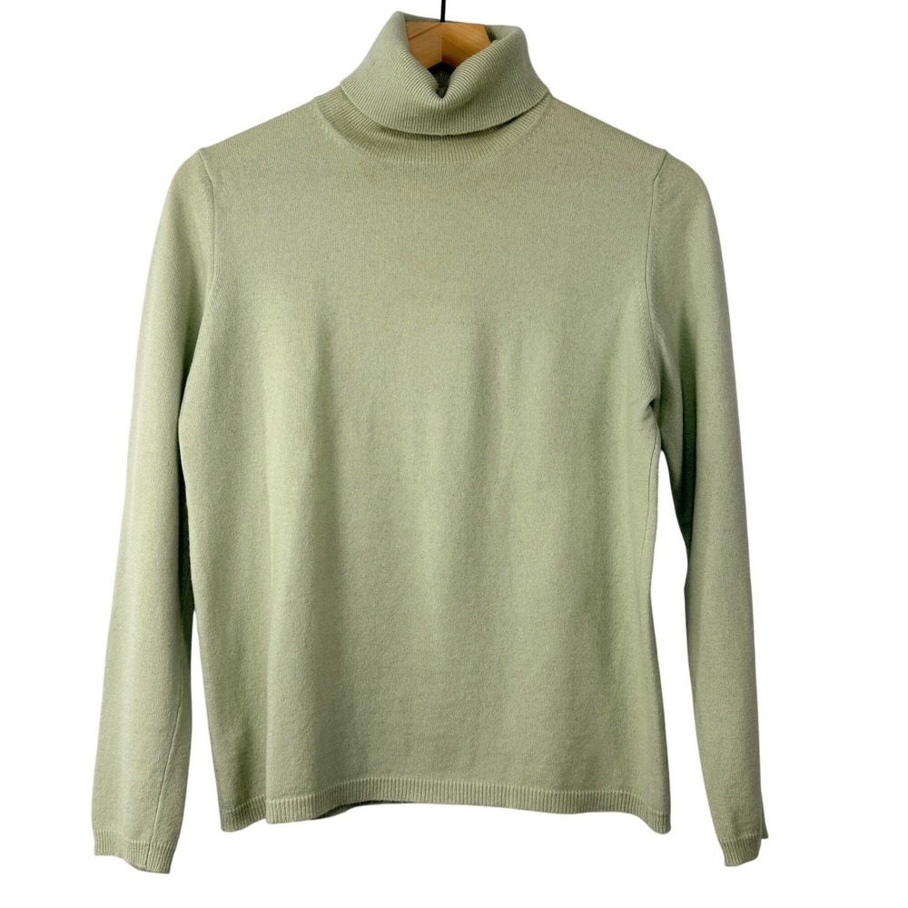 Sutton Studio Cashmere Turtleneck Sweater Womens Medium Sage Green 100% Cashmere